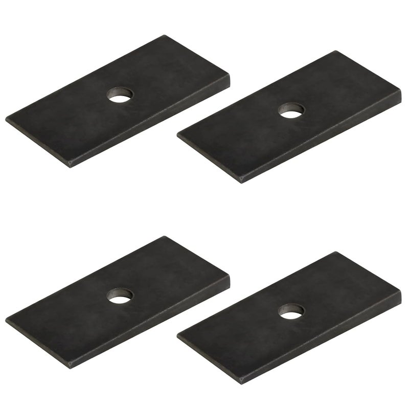 eoere 4 PCS 3 Degree Pinion Angle Metal Shim Beveled Washers, Suspension Leaf Spring Shim Kit, Underpinning Wedges, Tapered Wedges, Size: 5" x 2-3/8" - Image 1